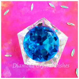 Pentagon shaped Crystal dish Blue